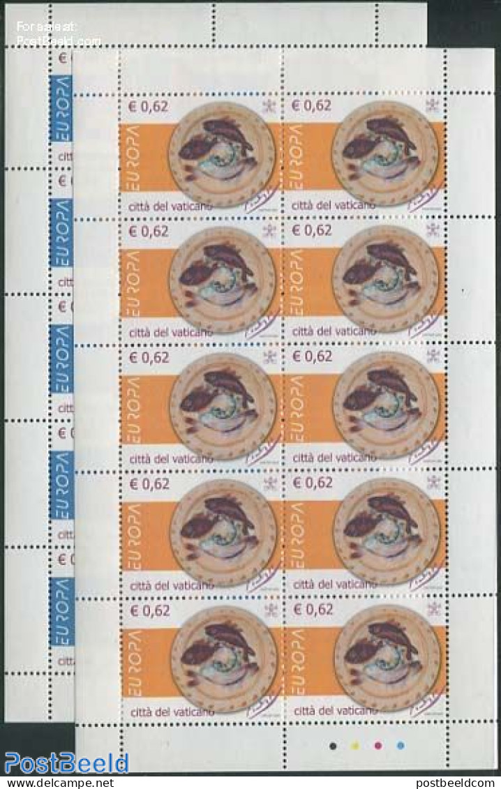 Vatican 2005 Europa, Gastronomy 2 M/s, Mint NH, Health - History - Nature - Food & Drink - Europa (cept) - Fish - Unused Stamps