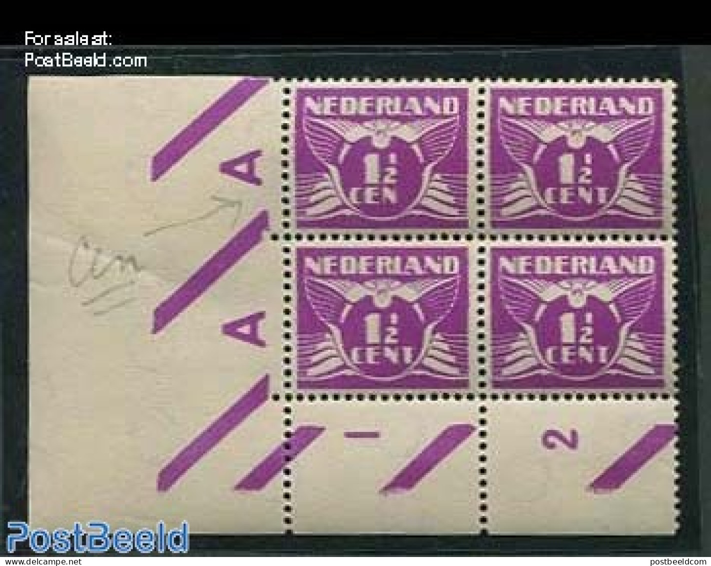 Netherlands 1926 1.5 CEN Instead Of CENT With 3 Normal Stamps In [+], Mint NH - Unused Stamps