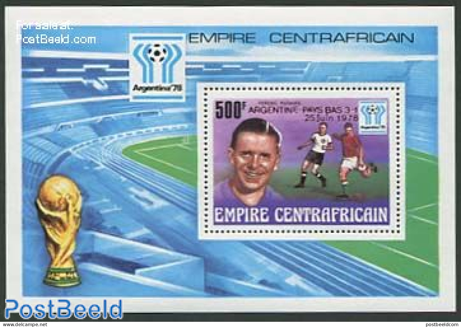 Central Africa 1978 WC Football Winners, Red Overprint! S/s, Mint NH, Sport - Football - Central African Republic