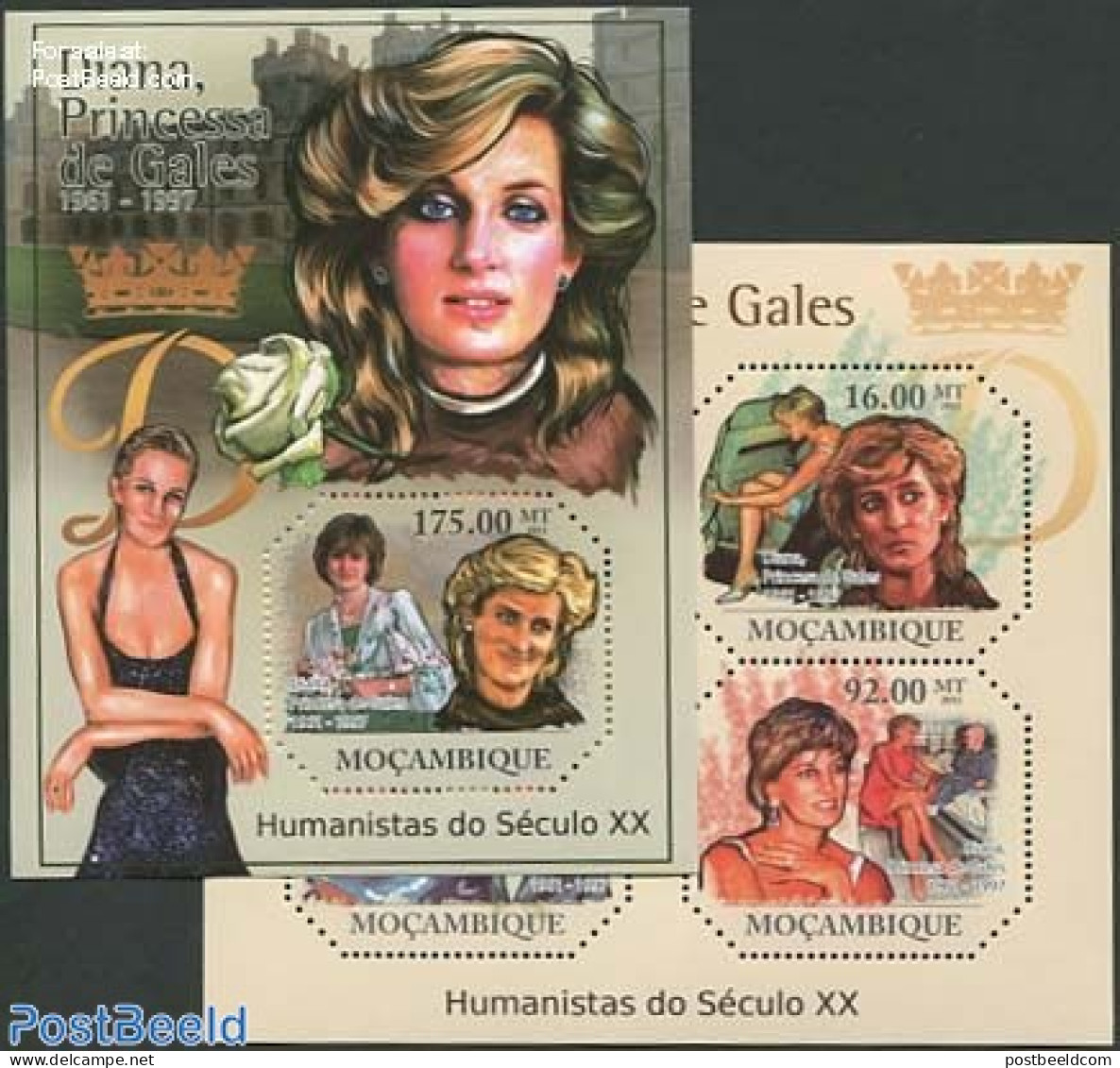 Mozambique 2011 Princess Diana 2 S/s, Mint NH, History - Charles & Diana - Kings & Queens (Royalty) - Familles Royales