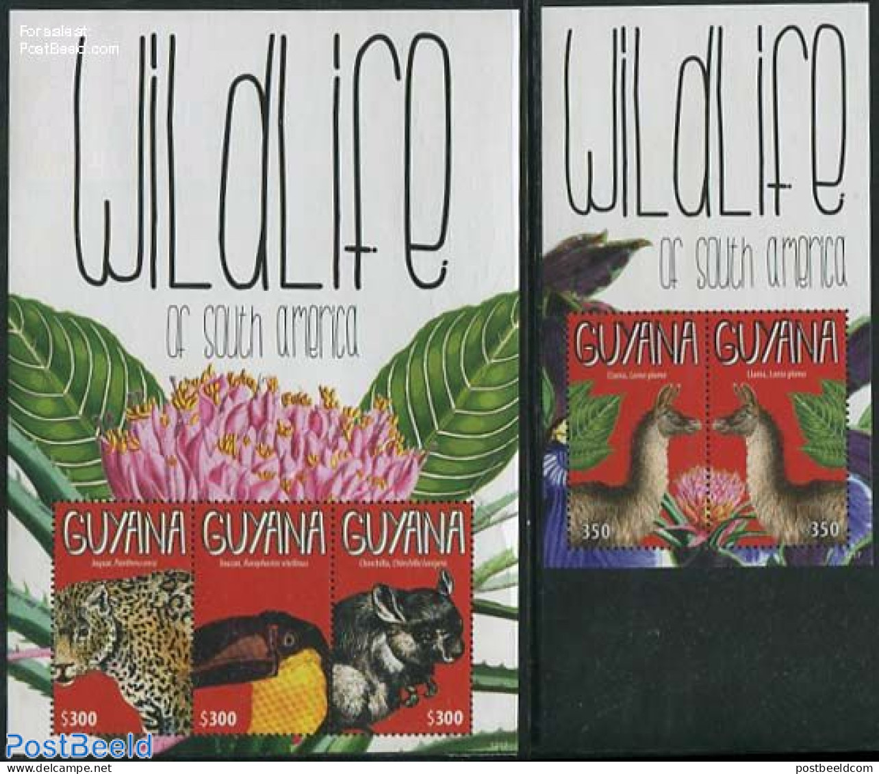 Guyana 2012 Wildlife Of South America 2 S/s, Mint NH, Nature - Animals (others & Mixed) - Birds - Flowers & Plants - Guyana (1966-...)