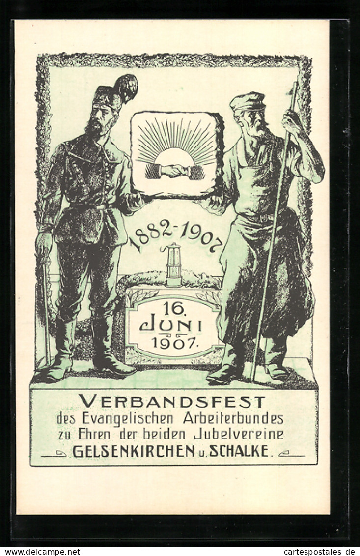 AK Gelsenkirchen-Schalke, Verbandsfest Des Evangelischen Arbeiterbundes 1907 Zu Ehren Der Beiden Jubelvereine  - Evenementen