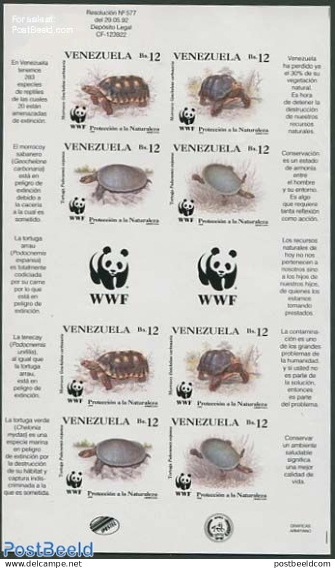 Venezuela 1992 WWF, Turtles M/s Imperforated, Mint NH, Nature - Reptiles - Turtles - World Wildlife Fund (WWF) - Venezuela