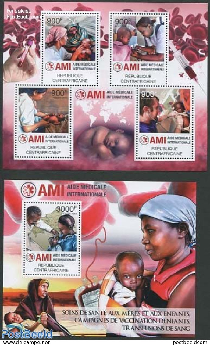 Central Africa 2012 Medical Aid 2 S/s, Mint NH, Health - Various - Health - Maps - Geografía