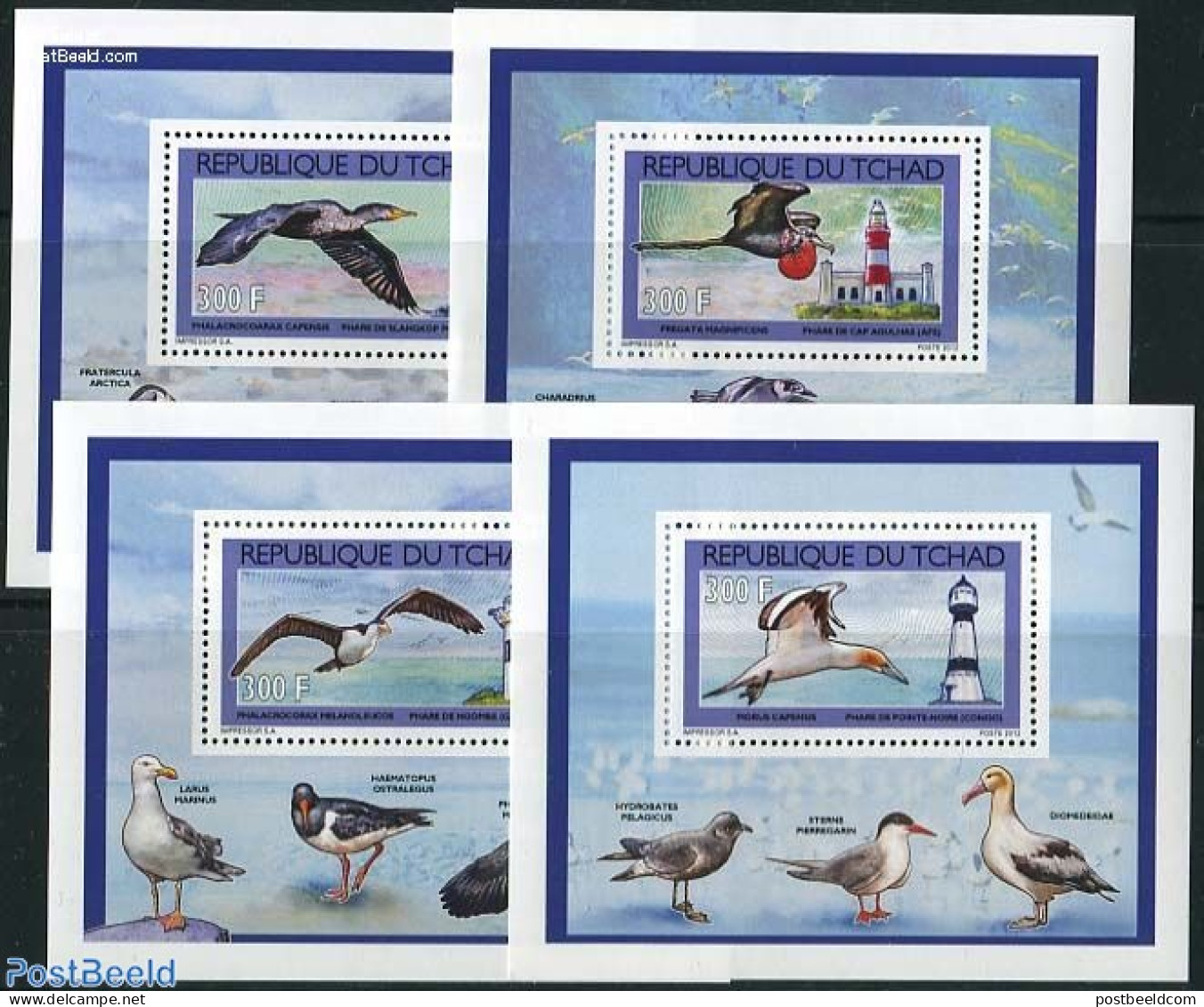 Chad 2012 Birds & Lighthouses 4 S/s, Mint NH, Nature - Various - Birds - Lighthouses & Safety At Sea - Altri & Non Classificati