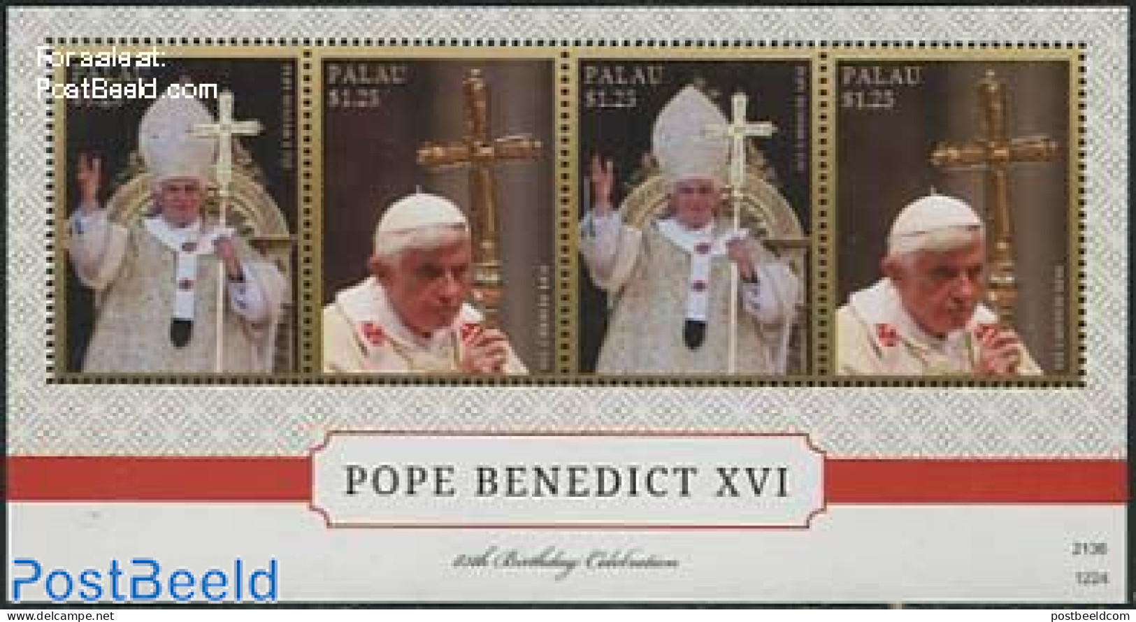 Palau 2012 Pope Benedict XVI S/s, Mint NH, Religion - Pope - Religion - Papas