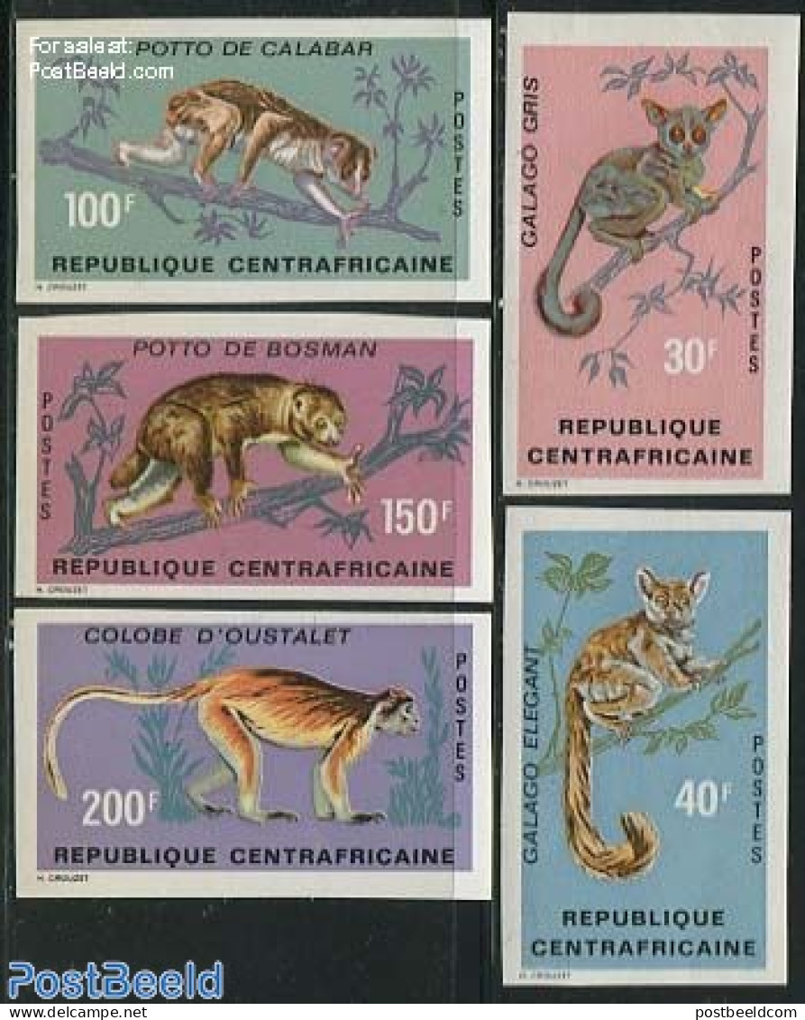 Central Africa 1971 Primates 5v, Imperforated, Mint NH, Nature - Animals (others & Mixed) - Monkeys - Centrafricaine (République)
