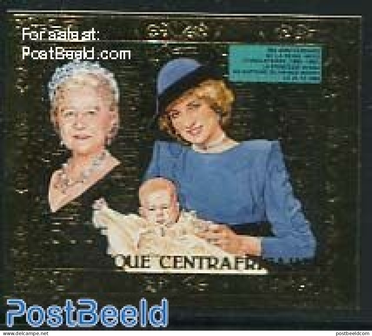 Central Africa 1985 Queen Mother 1v, Gold, Imperforated, Mint NH, History - Charles & Diana - Kings & Queens (Royalty) - Royalties, Royals
