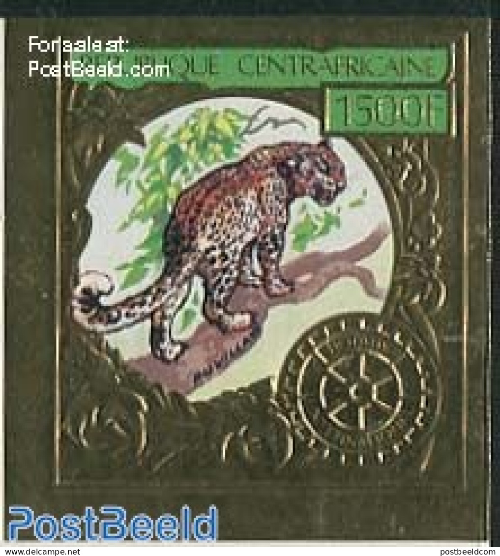 Central Africa 1982 Rotary, Leopard 1v, Gold, Imperforated, Mint NH, Nature - Various - Animals (others & Mixed) - Cat.. - Rotary, Lions Club