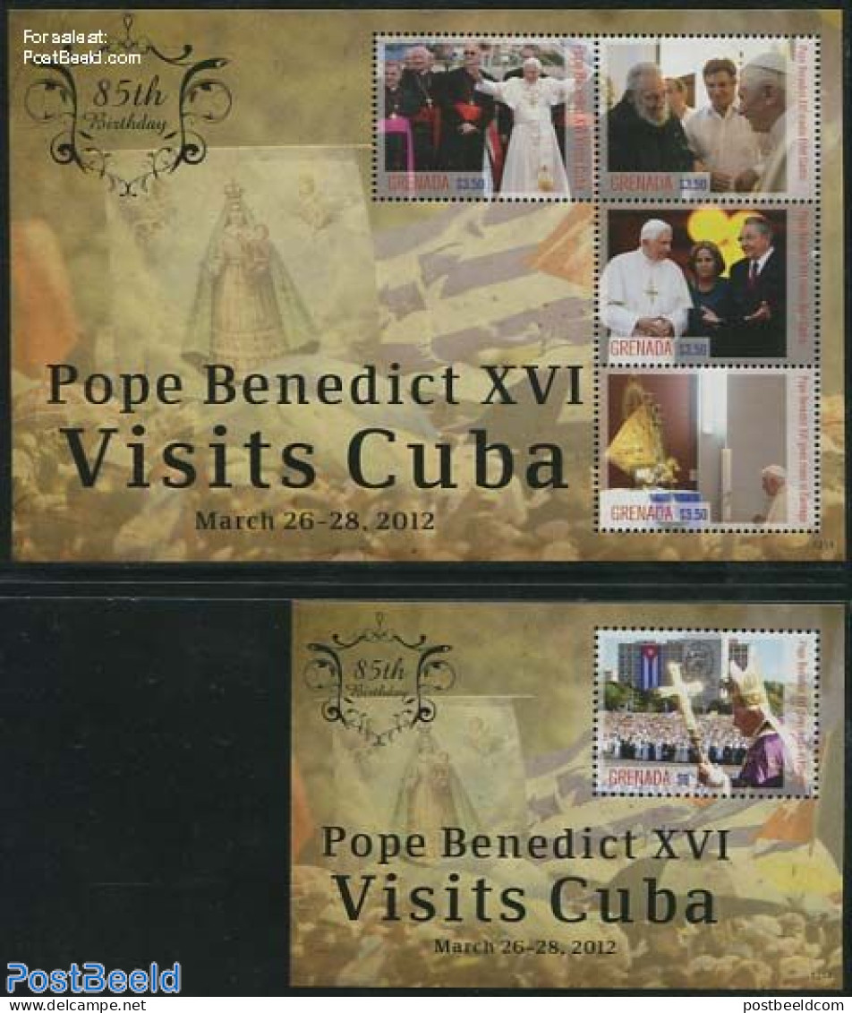 Grenada 2012 Pope Benedict XVI Visit To Cuba 2 S/s, Mint NH, Religion - Pope - Religion - Päpste