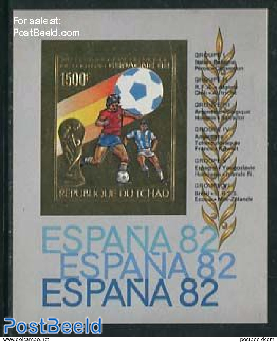 Chad 1982 Football World Cup, Spain S/s, Gold, Imperforated, Mint NH, Sport - Football - Autres & Non Classés