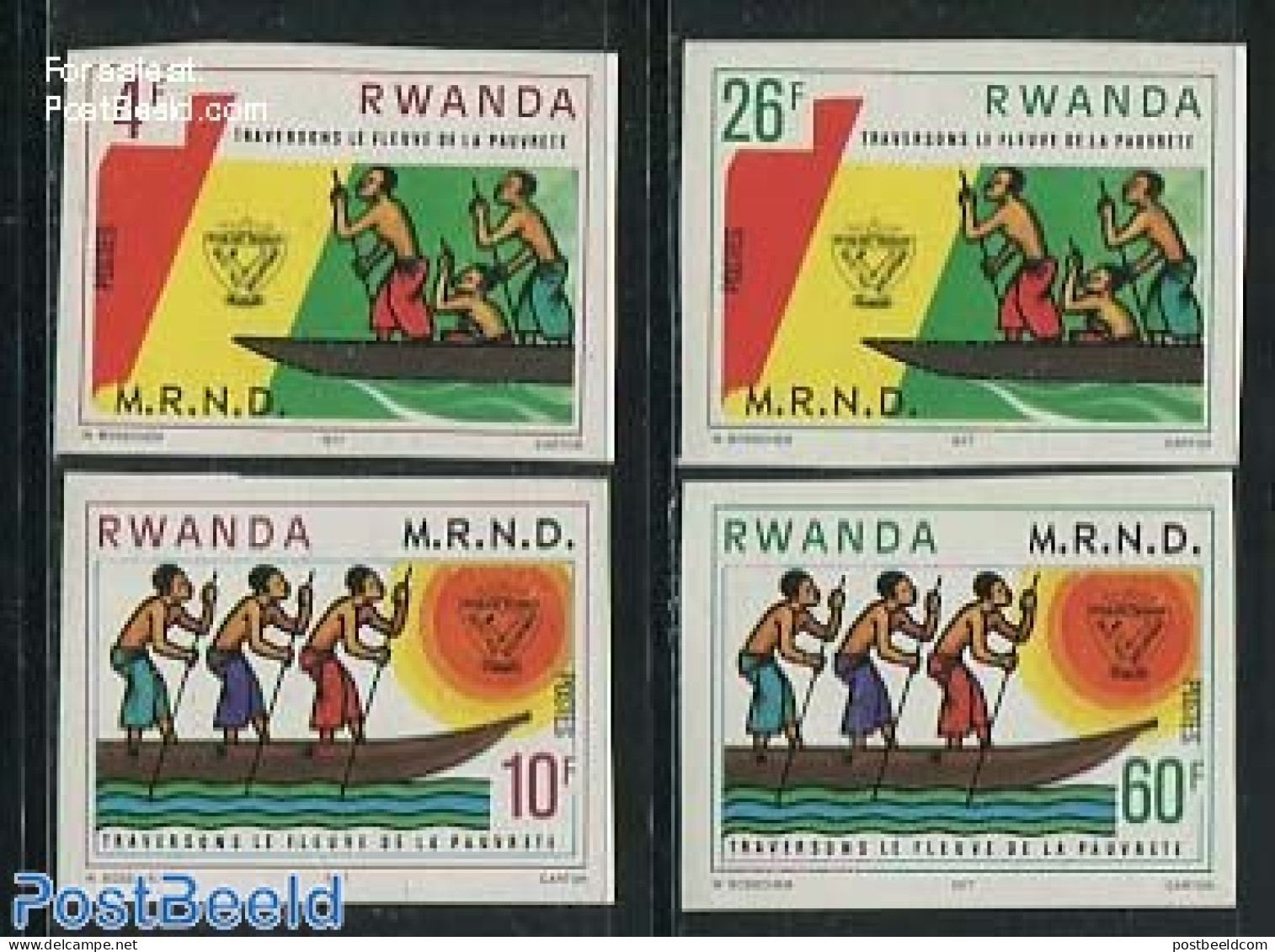 Rwanda 1978 Revolutionary Development 4v Imperforated, Mint NH, Sport - Transport - Kayaks & Rowing - Ships And Boats - Roeisport