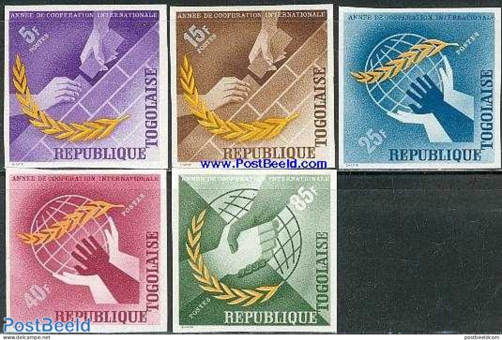 Togo 1965 Int. Co-Operation 5v, Imperforated, Mint NH, History - United Nations - Togo (1960-...)