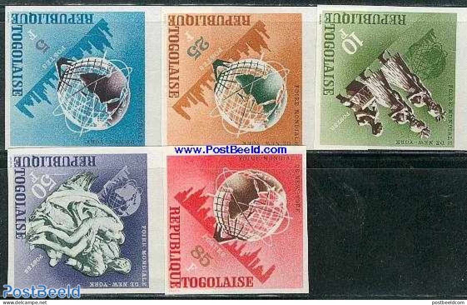 Togo 1965 World Expo 5v, Imperforated, Mint NH, Performance Art - Various - Music - Maps - World Expositions - Musik