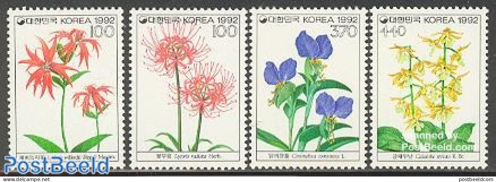 Korea, South 1992 Wild Flowers 4v, Mint NH, Nature - Flowers & Plants - Corée Du Sud