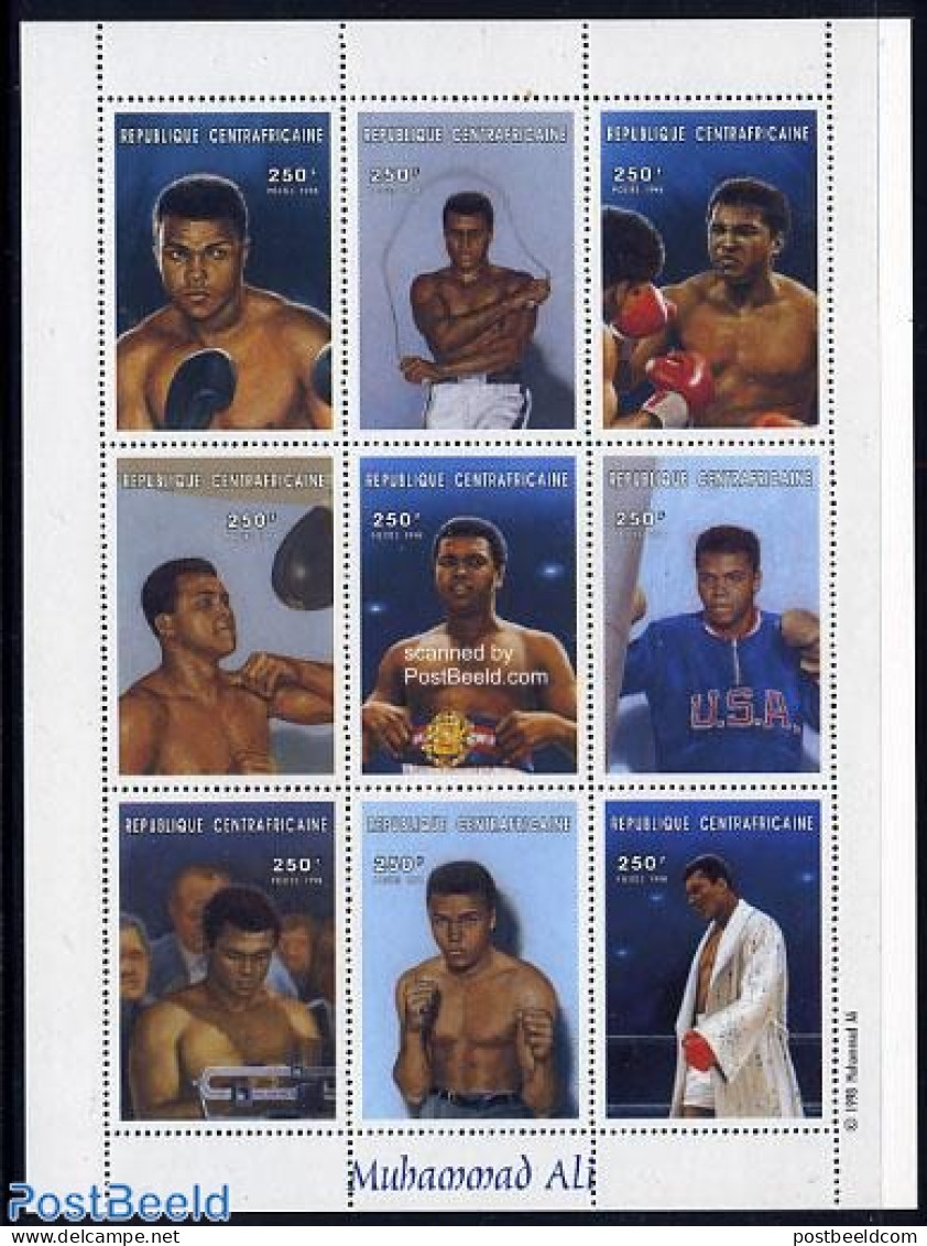 Central Africa 1999 Muhammad Ali 9v M/s, Mint NH, Sport - Boxing - Sport (other And Mixed) - Boxe