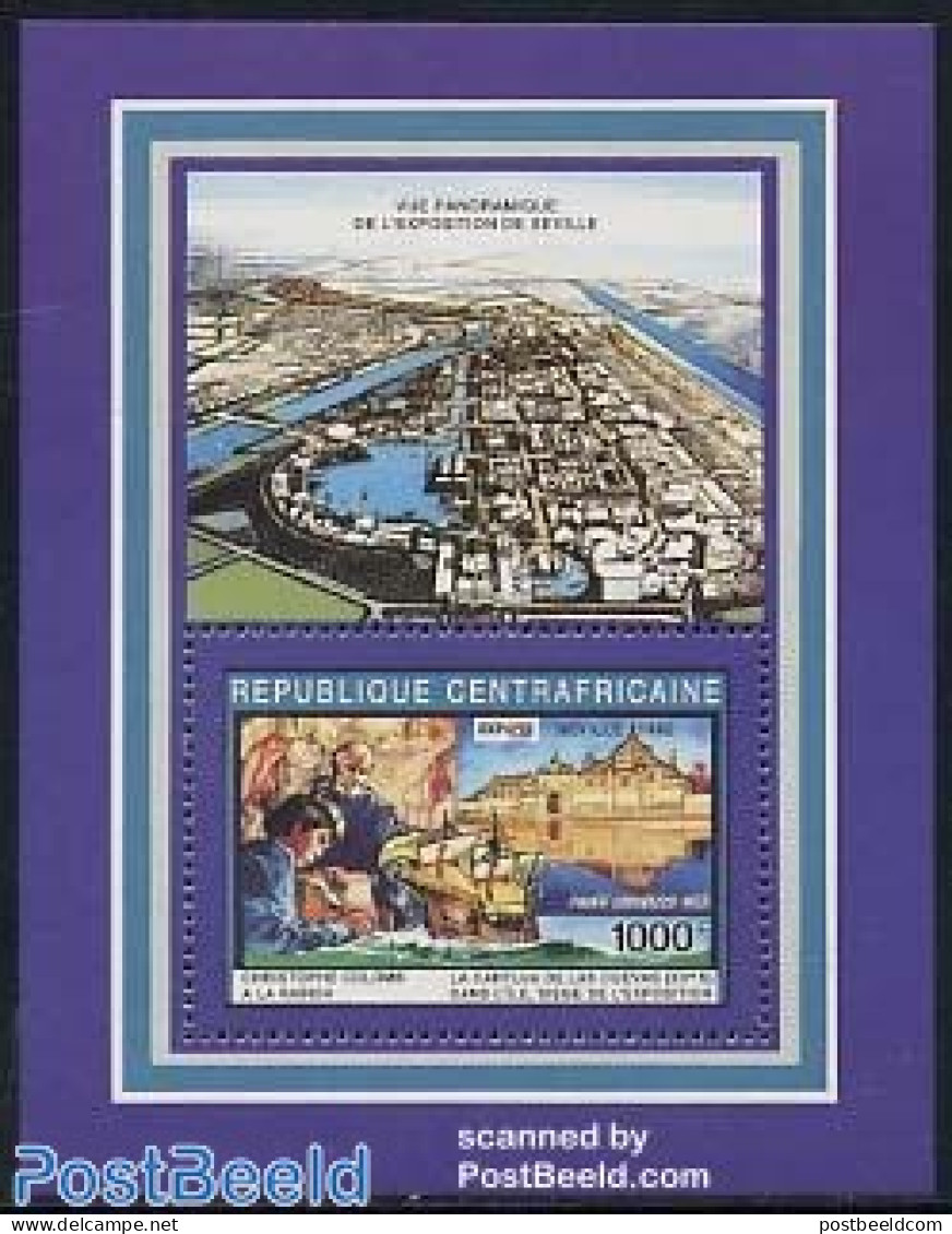 Central Africa 1992 Expo 92, Sevilla S/s, Mint NH, History - Transport - Various - Explorers - Ships And Boats - World.. - Erforscher
