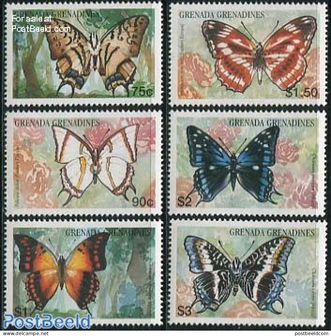 Grenada Grenadines 1997 Butterflies 6v, Mint NH, Nature - Butterflies - Grenade (1974-...)