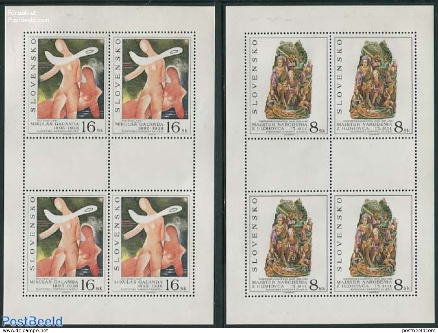 Slovakia 1995 National Gallery 2 M/s, Mint NH, Art - Modern Art (1850-present) - Paintings - Unused Stamps
