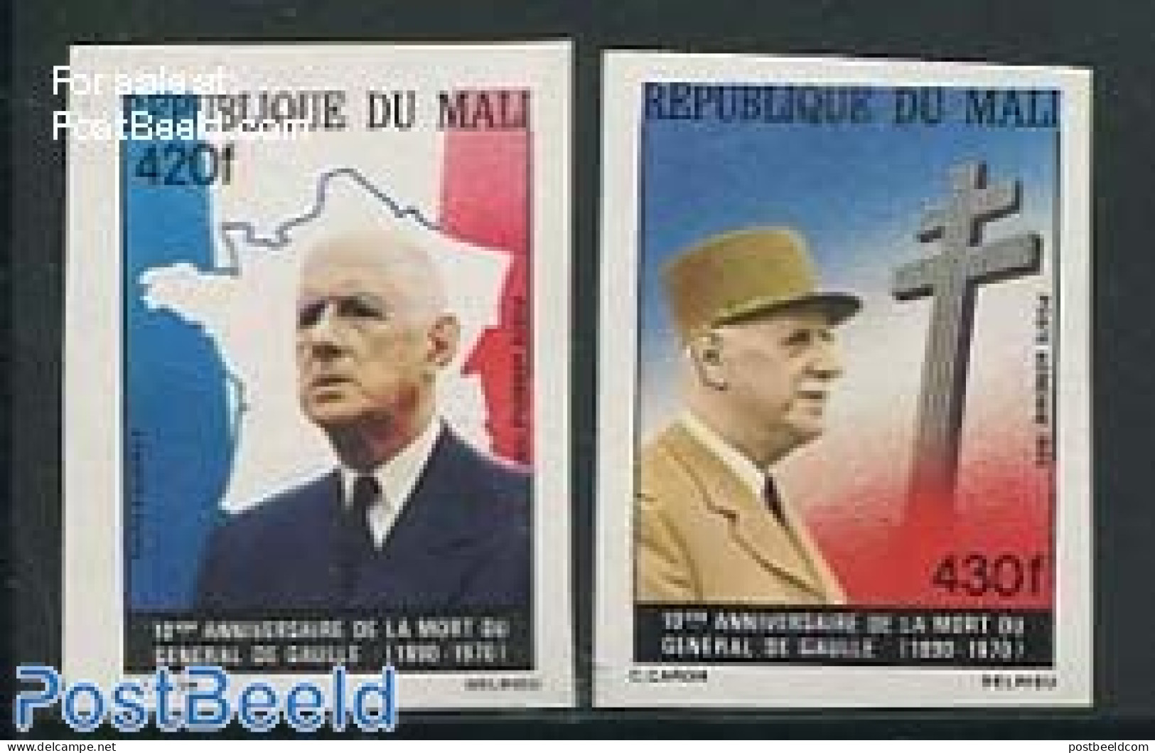 Mali 1980 Charles De Gaulle 2v, Imperforated, Mint NH, History - Various - Politicians - Maps - Geographie