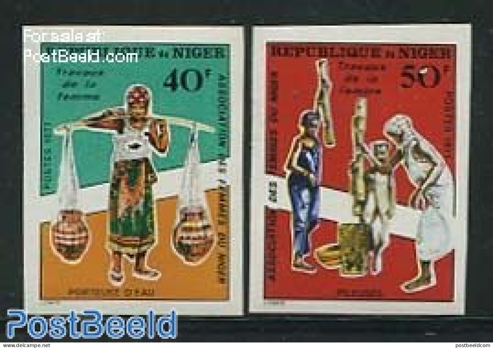 Niger 1977 Women Working 2v, Imperforated, Mint NH, History - Niger (1960-...)