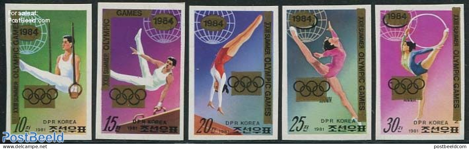 Korea, North 1983 Olympic Games, Overprints 5v Imperforated, Mint NH, Sport - Gymnastics - Olympic Games - Gymnastique