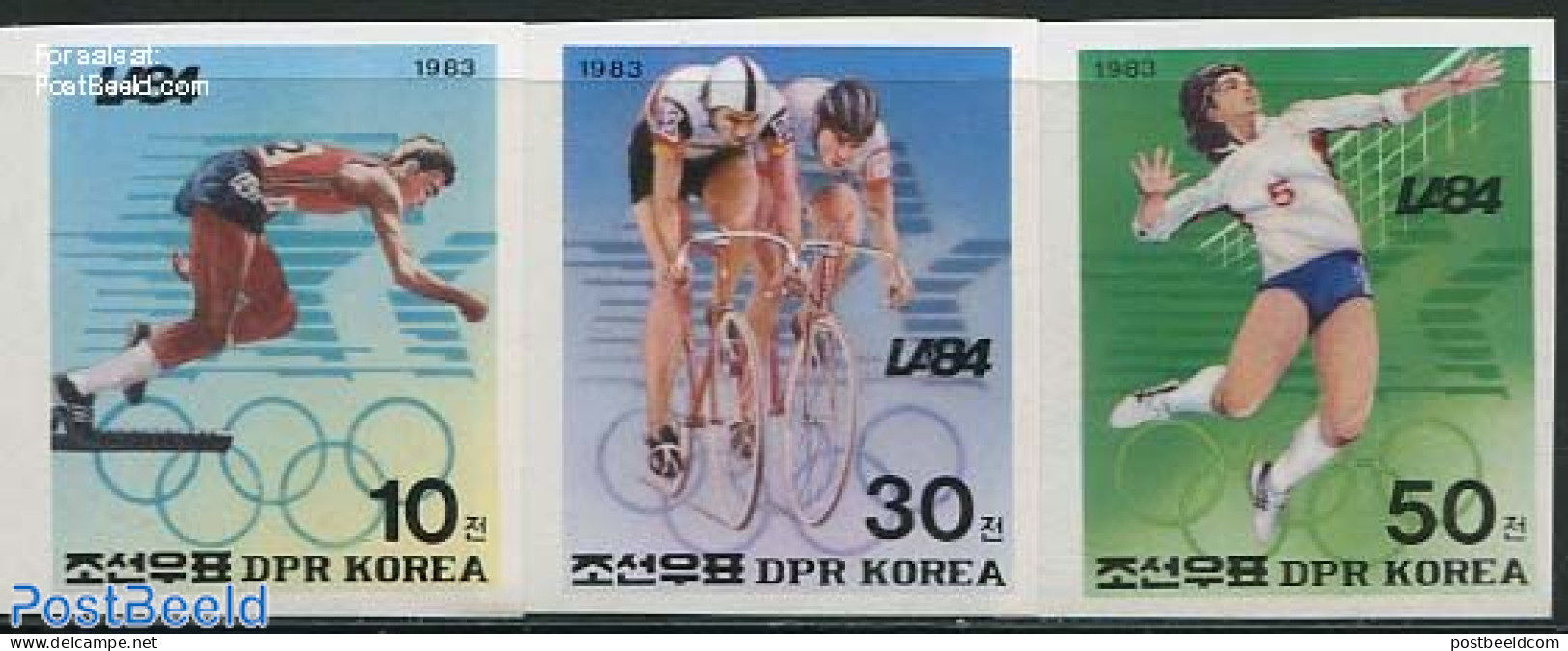 Korea, North 1983 Olympic Games 3v, Imperforated, Mint NH, Sport - Athletics - Cycling - Olympic Games - Volleyball - Leichtathletik