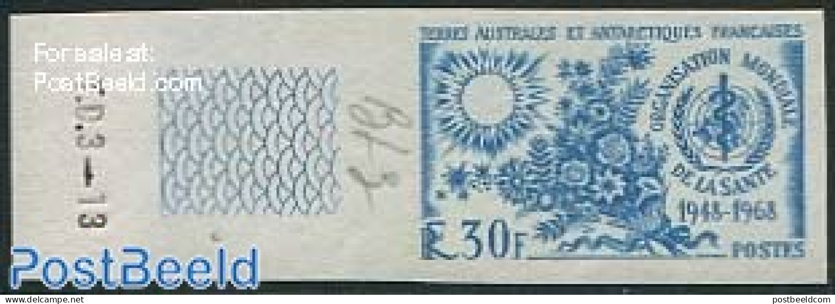 French Antarctic Territory 1968 W.H.O., Colour Proof 1v, Mint NH, Nature - Various - Flowers & Plants - Special Items - Nuovi
