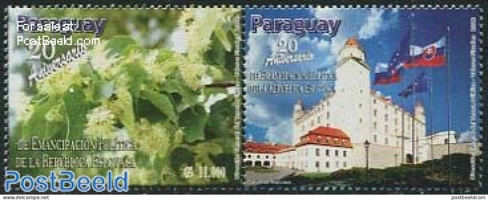 Paraguay 2012 Political Emancipation With Slovakia 2v [:], Mint NH, History - Nature - Flags - Flowers & Plants - Paraguay