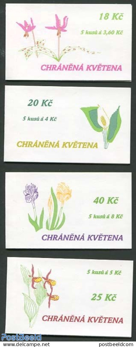 Czech Republic 1997 Flowers 4 Booklets, Mint NH - Other & Unclassified