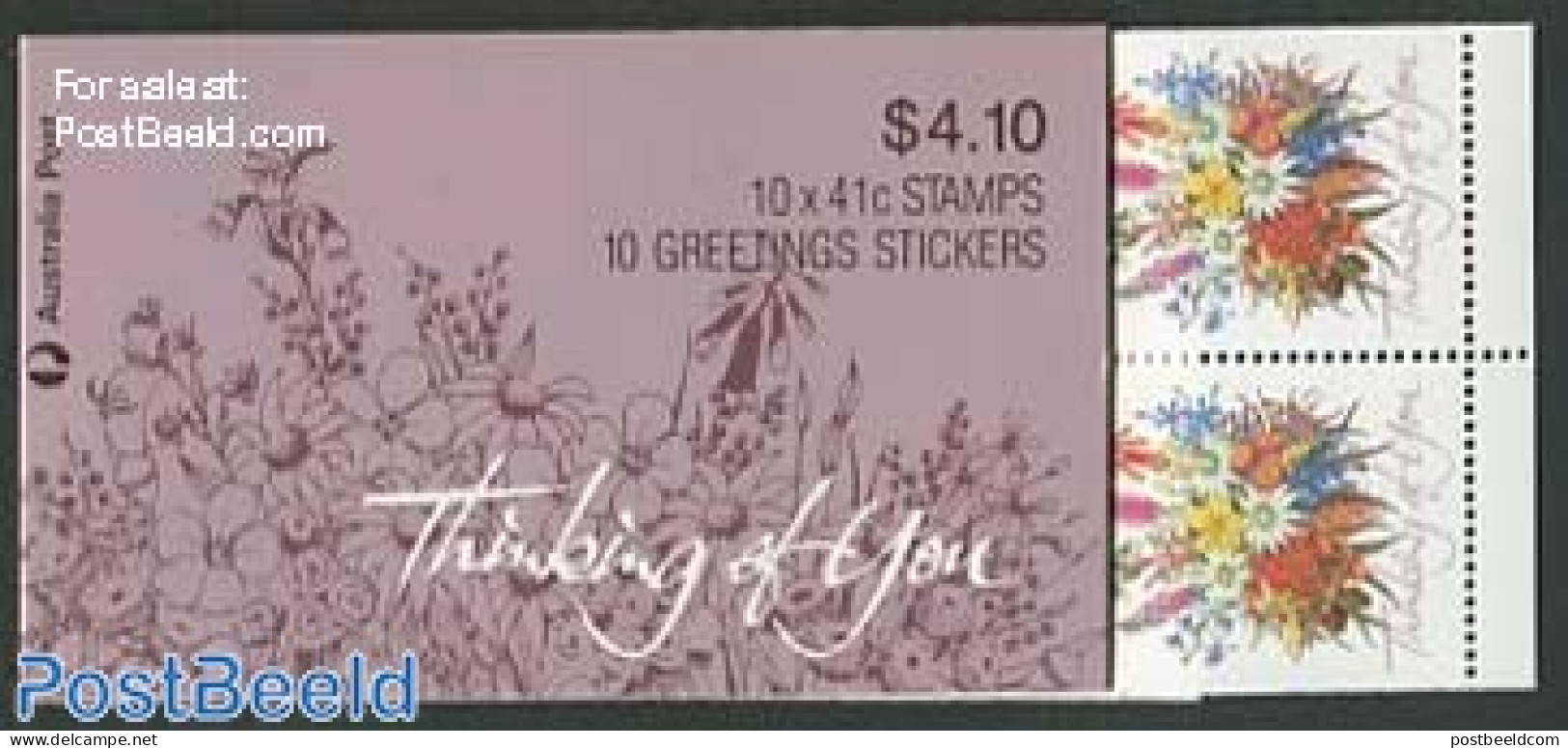 Australia 1990 Greeting Stamp Booklet, Mint NH, Nature - Flowers & Plants - Stamp Booklets - Ongebruikt