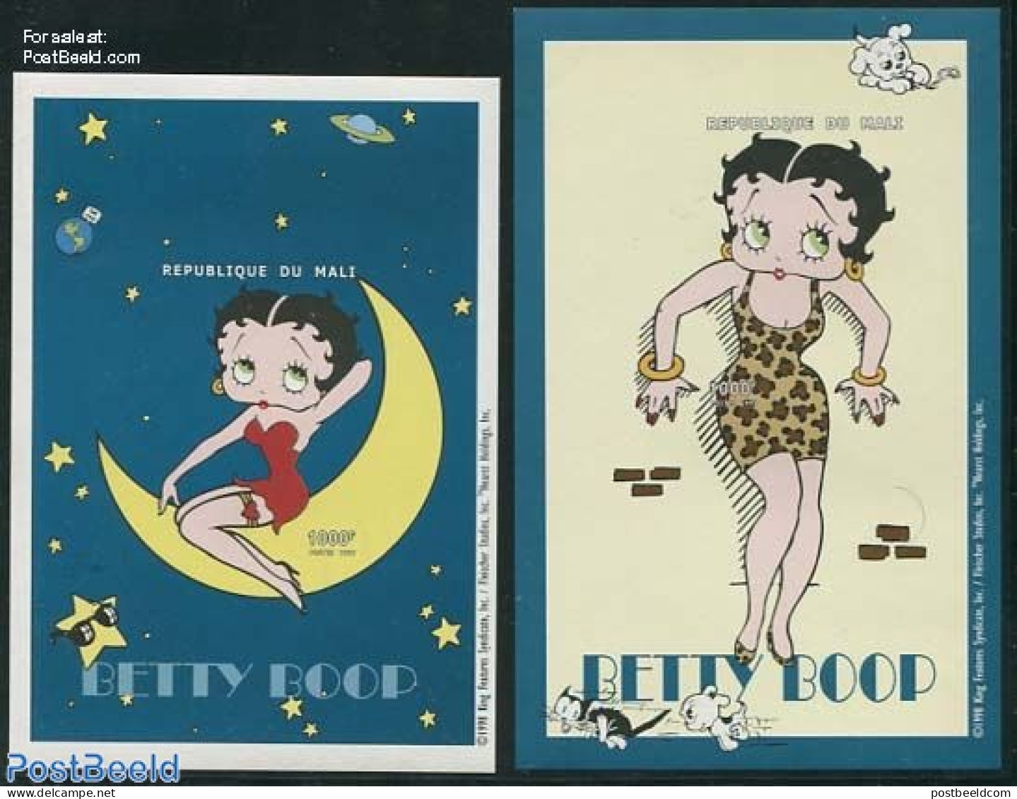 Mali 1999 Betty Boop 2 S/s, Imperforated, Mint NH, Nature - Cats - Art - Comics (except Disney) - Bandes Dessinées