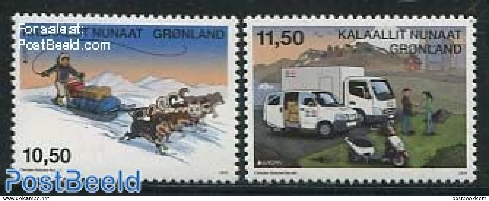 Greenland 2013 Europa, Postal Transport 2v, Mint NH, History - Nature - Transport - Europa (cept) - Dogs - Post - Auto.. - Unused Stamps