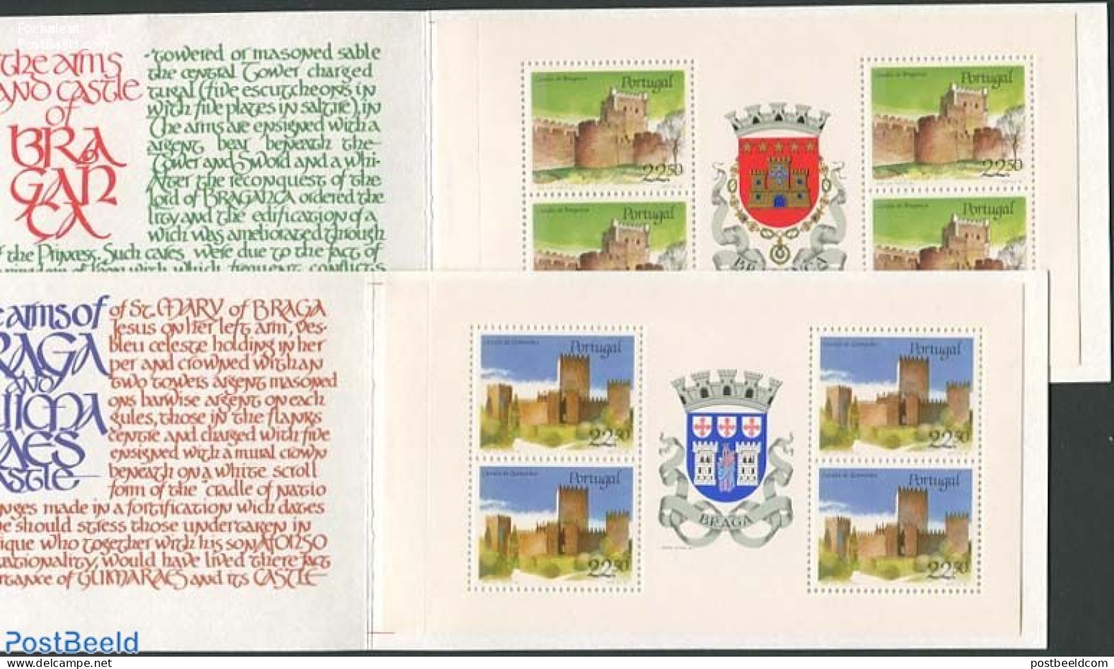 Portugal 1986 Castles 2 Booklets, Mint NH, Stamp Booklets - Art - Castles & Fortifications - Nuevos