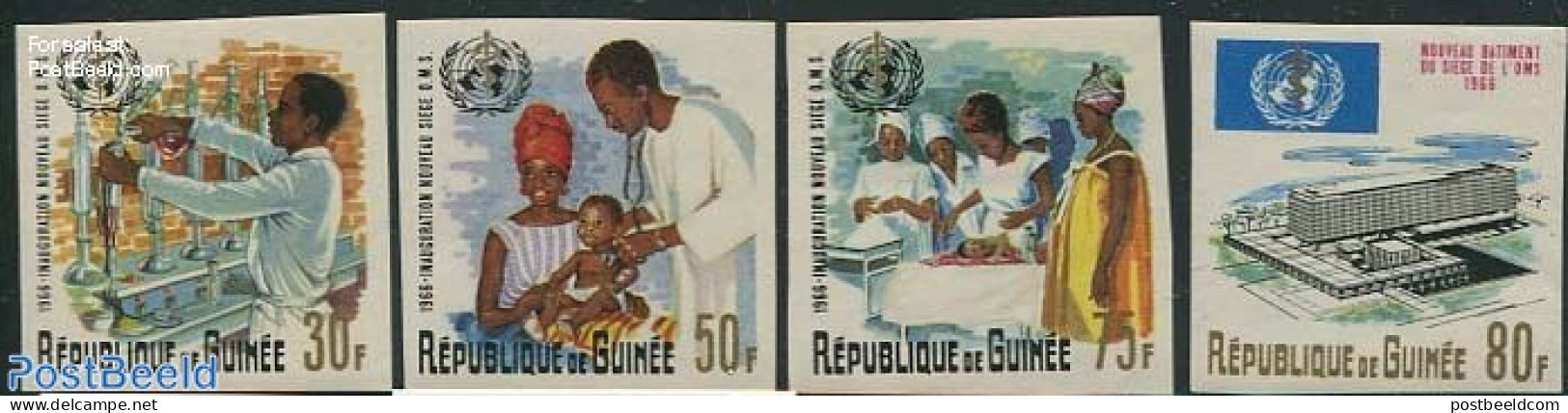 Guinea, Republic 1967 W.H.O. Building 4v, Imperforated, Mint NH, Health - Science - Health - Chemistry & Chemists - Chimica