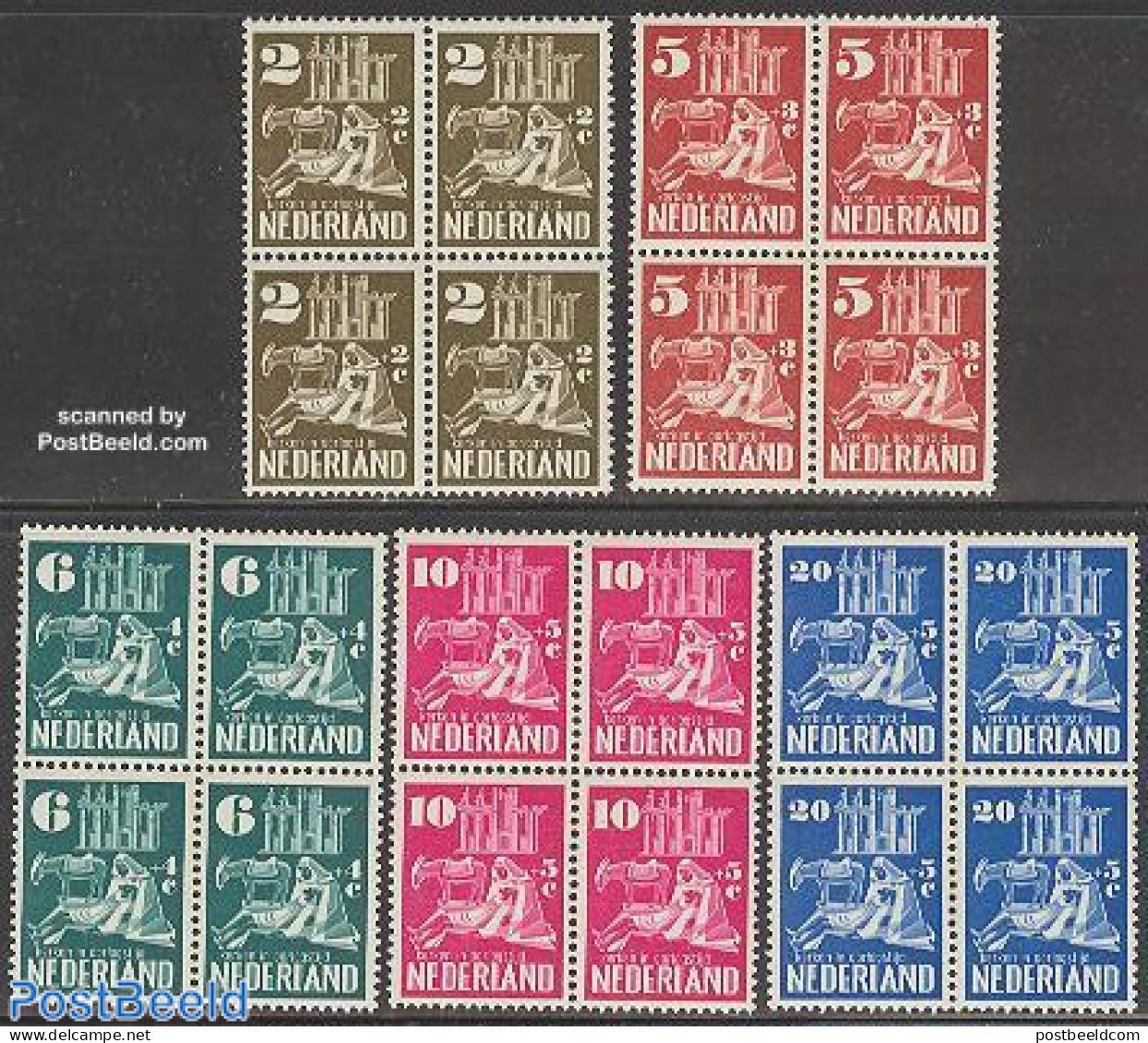 Netherlands 1950 Churches In Wartime 5v, Blocks Of 4 [+], Mint NH, Religion - Churches, Temples, Mosques, Synagogues - Nuovi