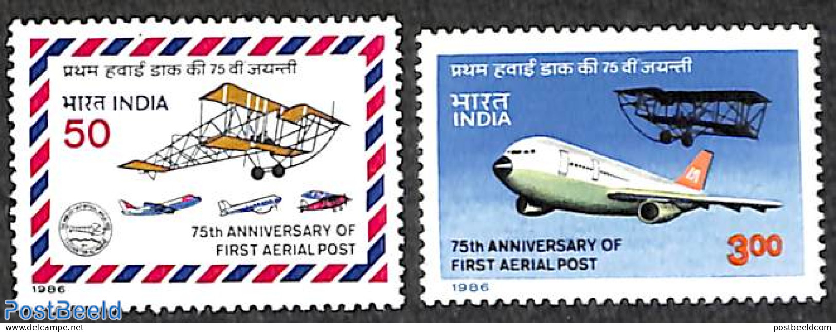 India 1986 Airmail 2v, Mint NH, Transport - Aircraft & Aviation - Unused Stamps
