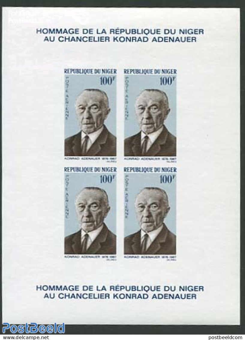 Niger 1967 Konrad Adenauer S/s, Imperforated, Mint NH, History - Politicians - Niger (1960-...)