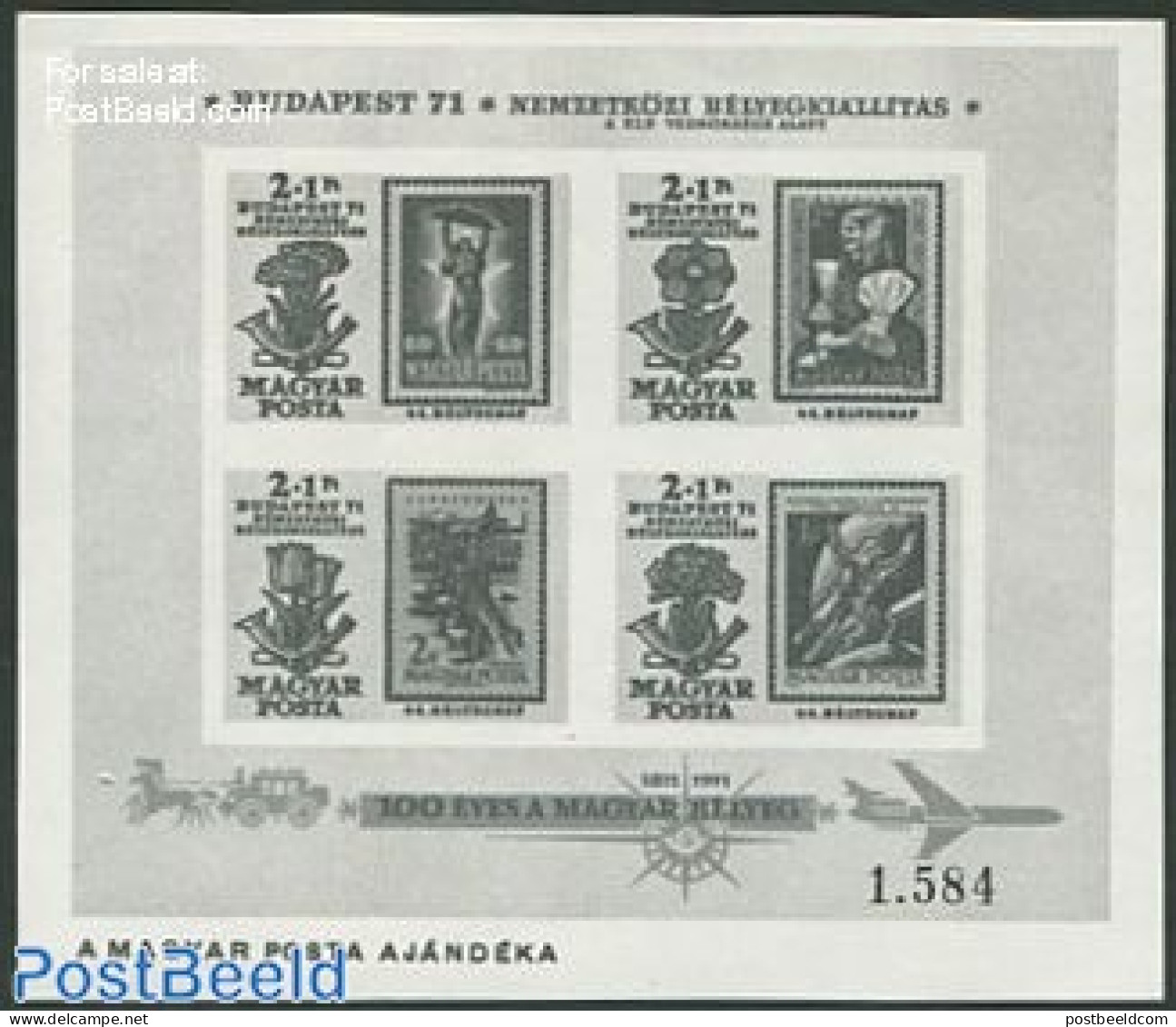 Hungary 1971 Stamp Expo S/s, Blackprint, Mint NH, Various - Stamps On Stamps - Costumes - Ungebraucht