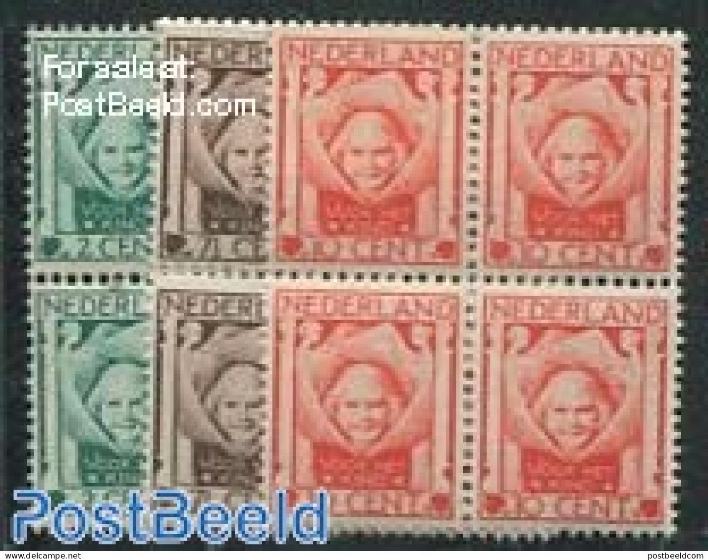 Netherlands 1924 Child Welfare 3v, Blocks Of 4 [+], Mint NH - Neufs