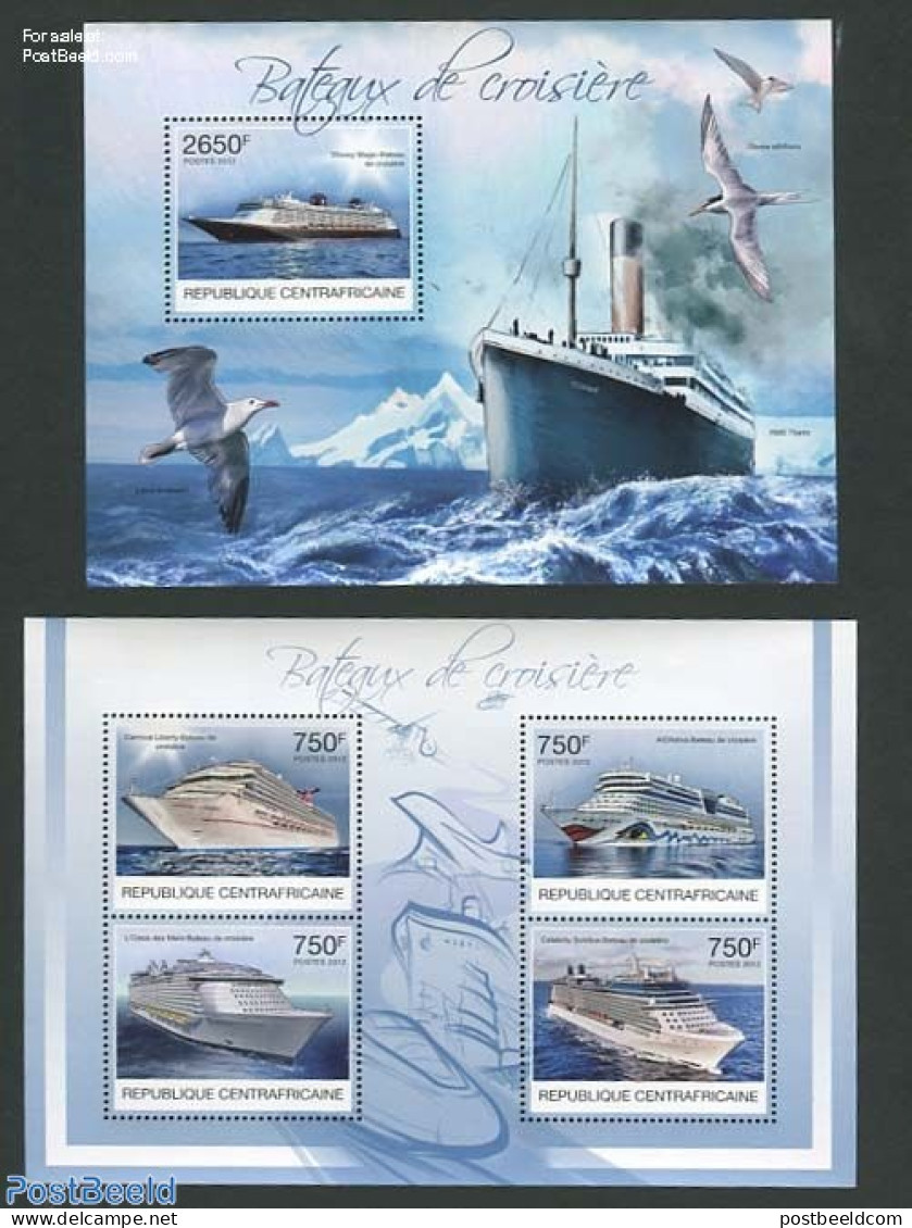 Central Africa 2012 Cruise Ships 2 S/s, Mint NH, Transport - Ships And Boats - Bateaux