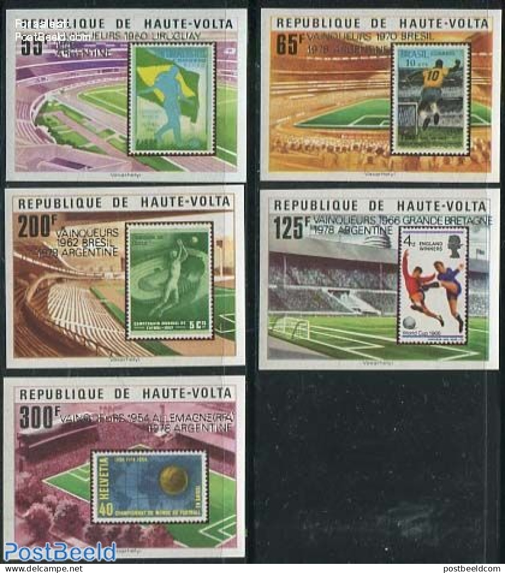 Upper Volta 1979 World Cup Football Winners 5v, Imperforated, Mint NH, Sport - Football - Stamps On Stamps - Postzegels Op Postzegels