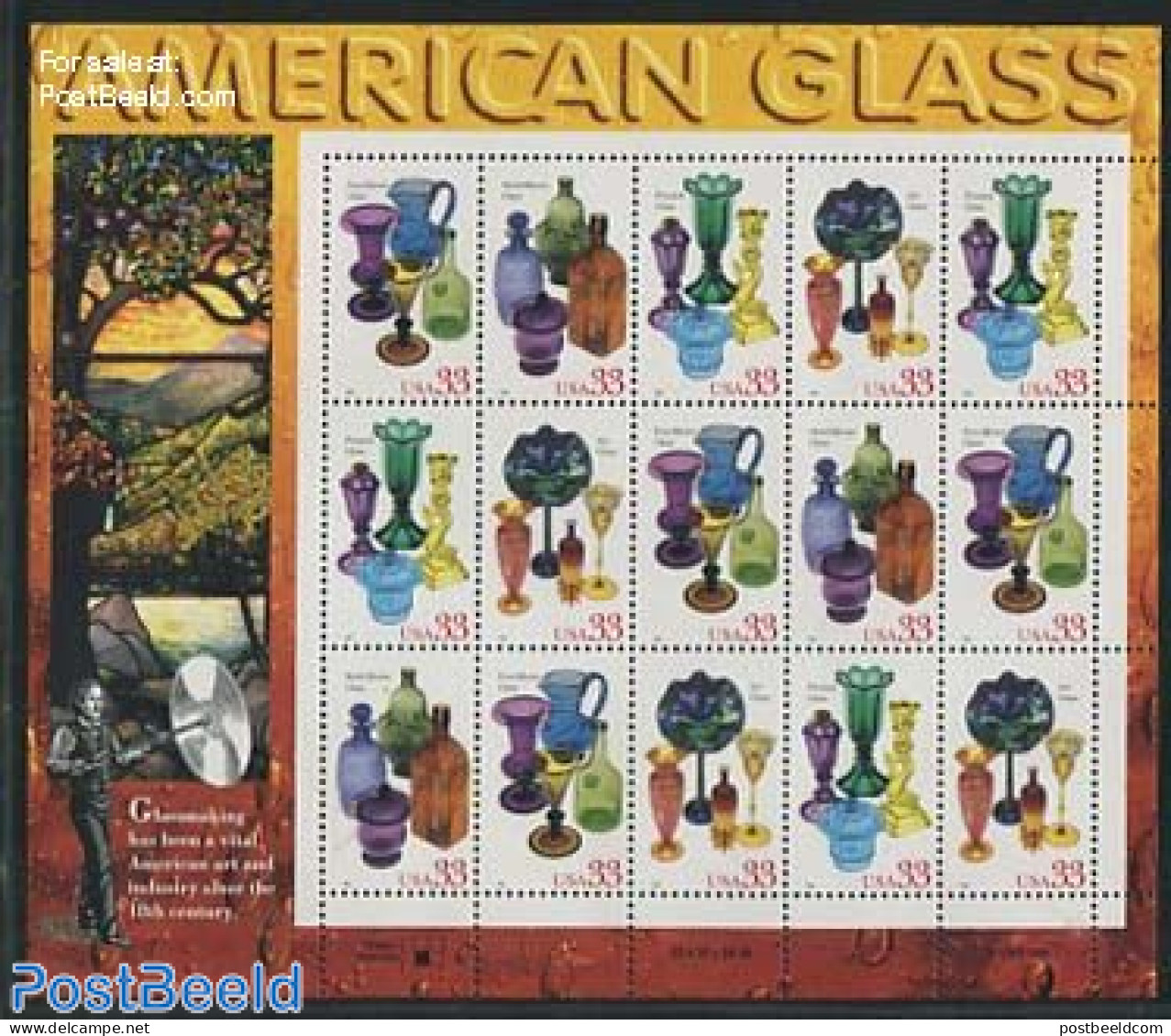 United States Of America 1999 American Glass M/s, Mint NH, Art - Art & Antique Objects - Nuevos