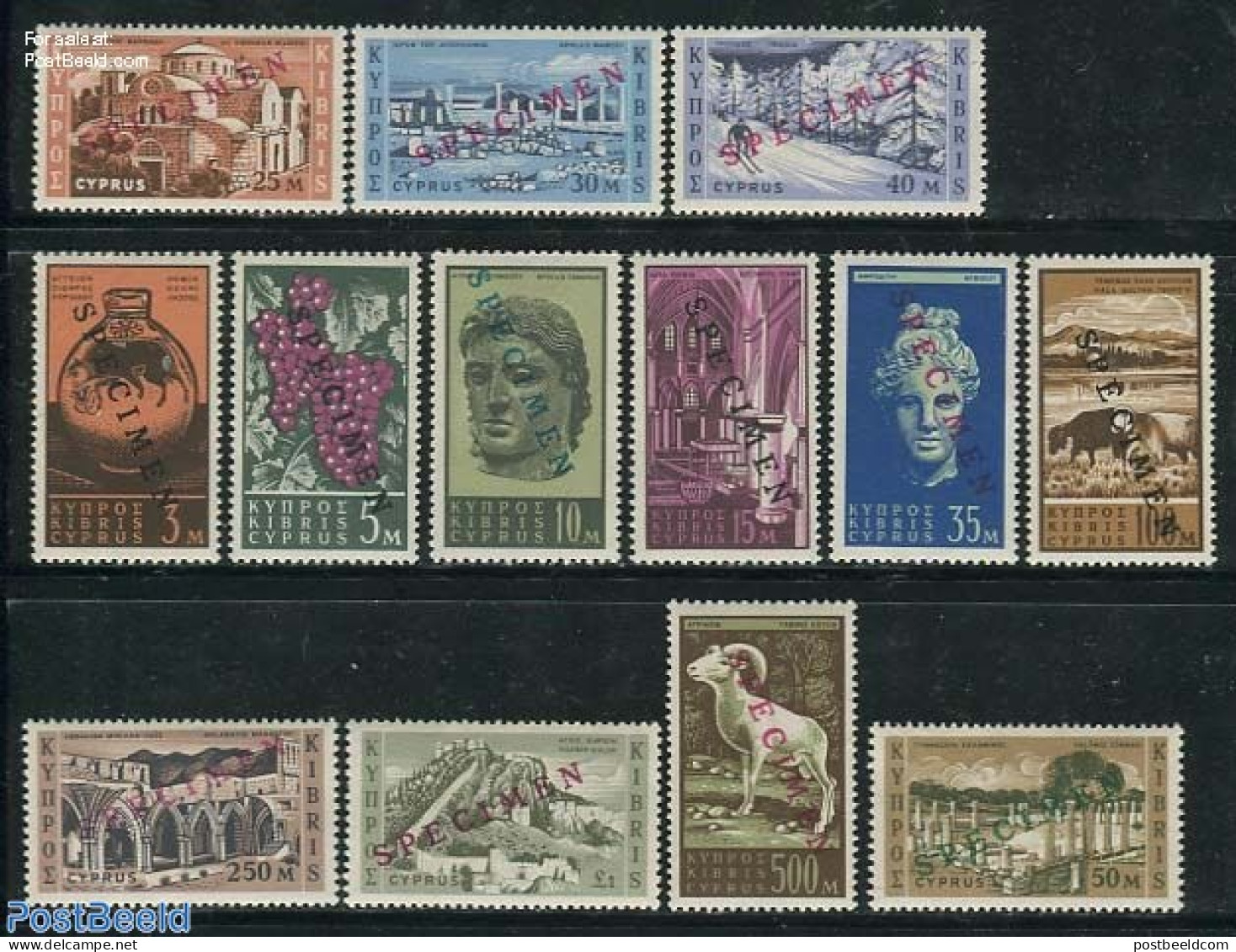 Cyprus 1962 Definitives 15v, SPECIMEN, Mint NH, Nature - Animals (others & Mixed) - Cattle - Wine & Winery - Unused Stamps
