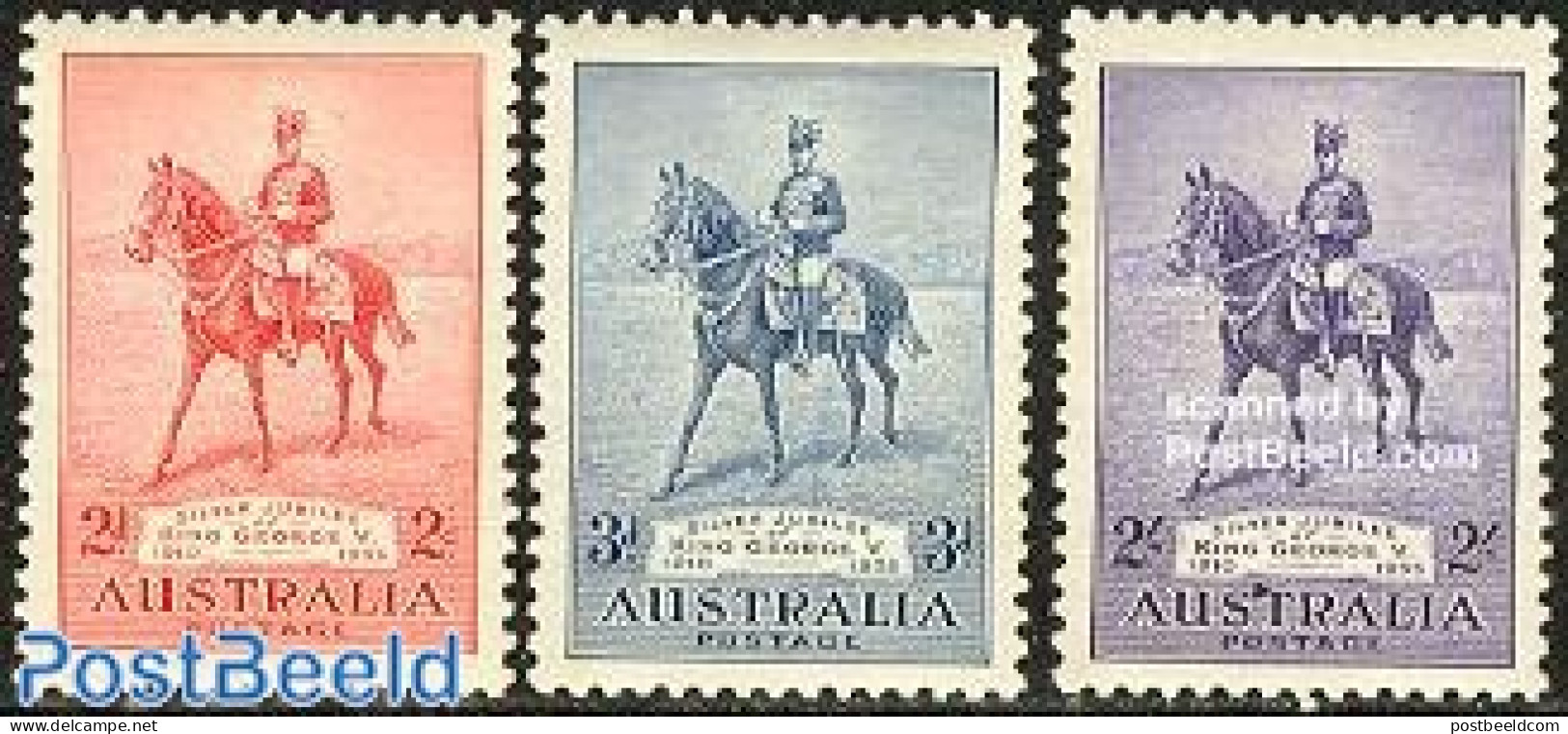 Australia 1935 King George V 3v, Mint NH, History - Nature - Kings & Queens (Royalty) - Horses - Unused Stamps
