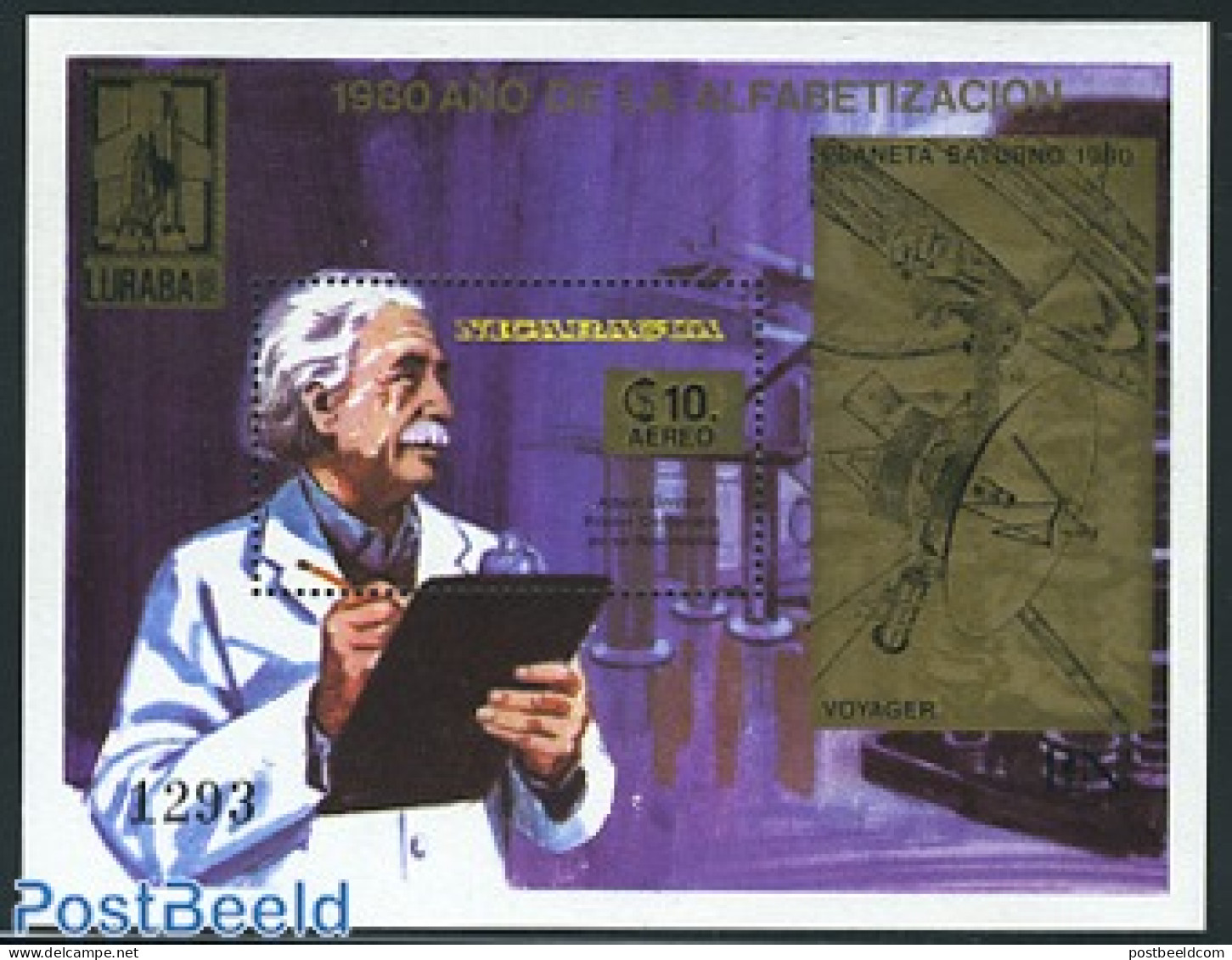Nicaragua 1981 Einstein, Luraba S/s, Mint NH, History - Science - Transport - Nobel Prize Winners - Physicians - Space.. - Nobel Prize Laureates