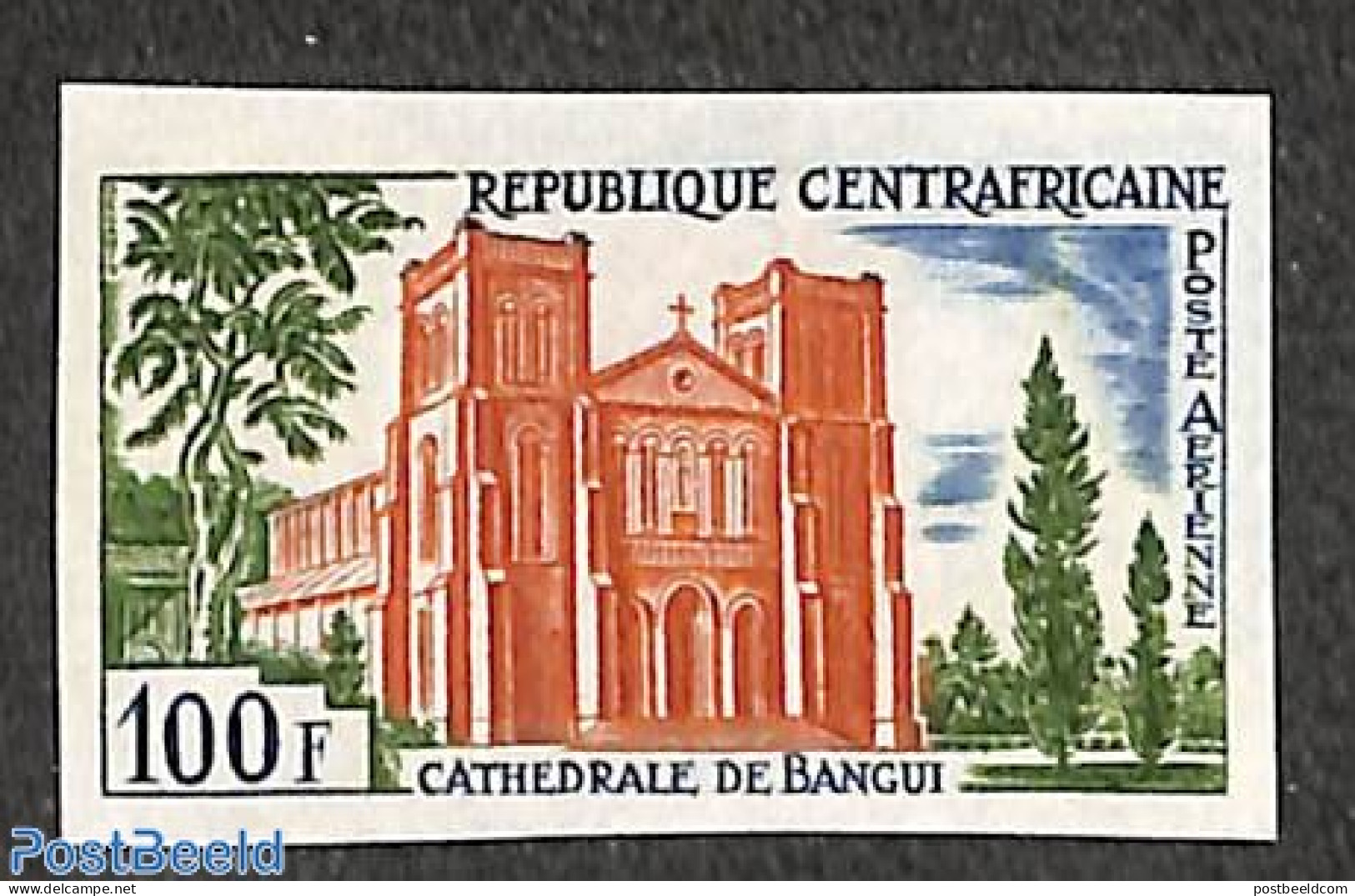 Central Africa 1964 Bangui Cathedral 1v, Imperforated, Mint NH, Religion - Churches, Temples, Mosques, Synagogues - Churches & Cathedrals