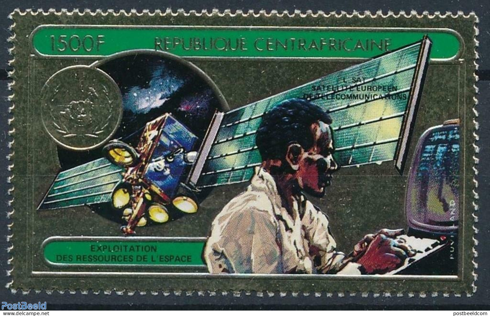 Central Africa 1982 Unispace 1v, Gold, Mint NH, Transport - Space Exploration - Central African Republic