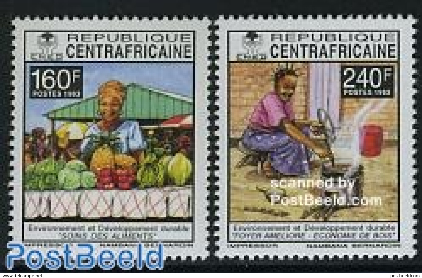 Central Africa 1993 CNED 2v, Mint NH, Health - Nature - Food & Drink - Fruit - Food