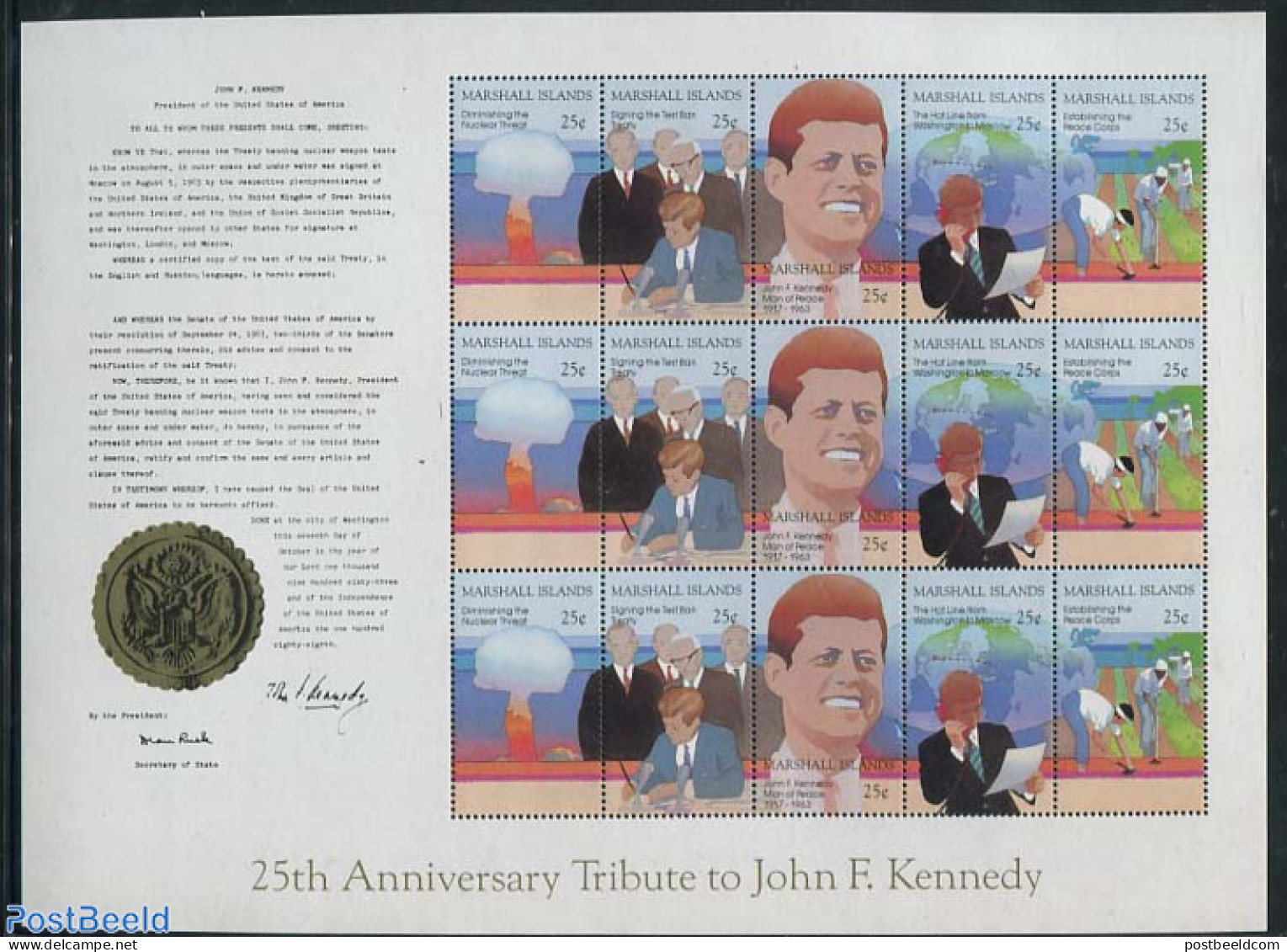 Marshall Islands 1988 J.F. Kennedy M/s, Mint NH, History - American Presidents - Other & Unclassified